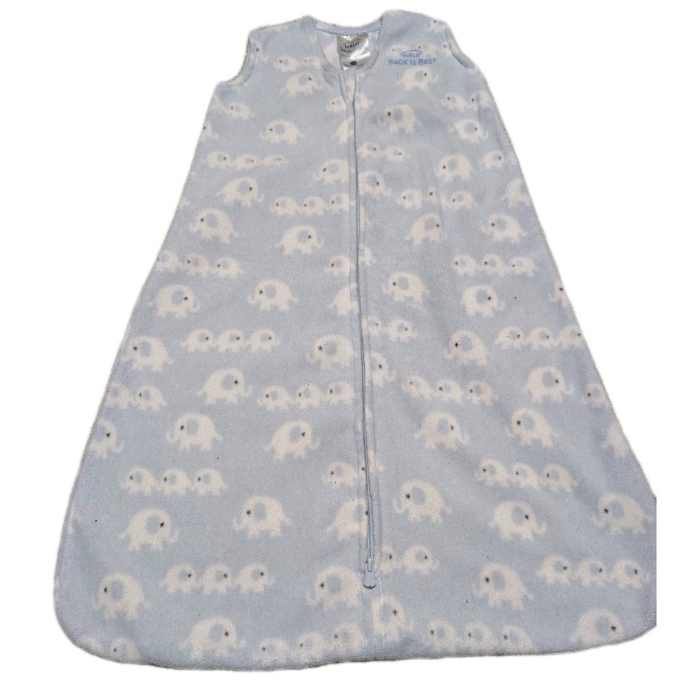 HALO FLEECE SLEEPSACK WEARABLE BLANKET BIRTH - 6 MONTHS 10-18lbs‎ ELEPHANTS BLUE